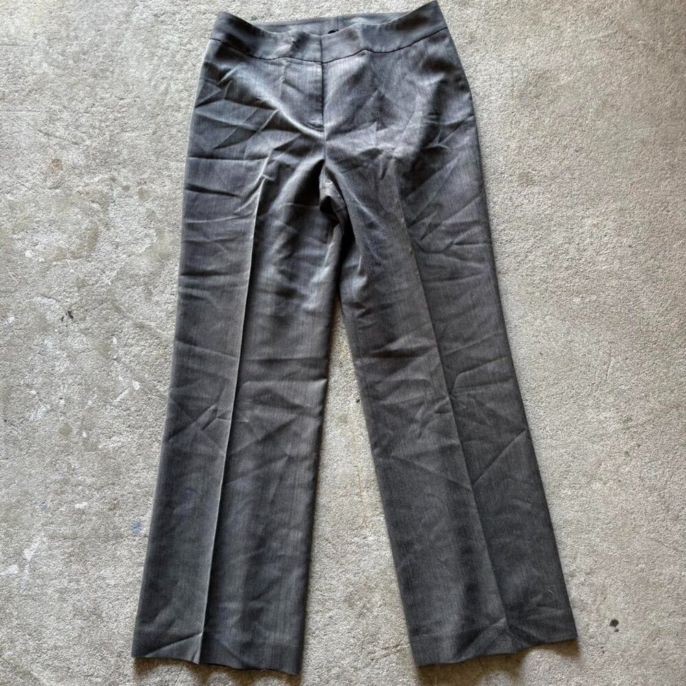 Grey high-waisted vintage straight-leg wool office pants